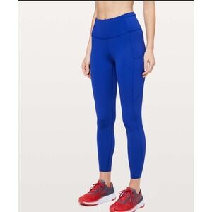 Lululemon‎ Fast & Free 7/8 Tight II Non-Reflective Nulux 25" Jet Stream Blue 0